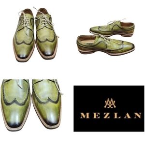 Mezlan Men’s Green Leather Wingtip Brogue Dress Shoes Size 12 M